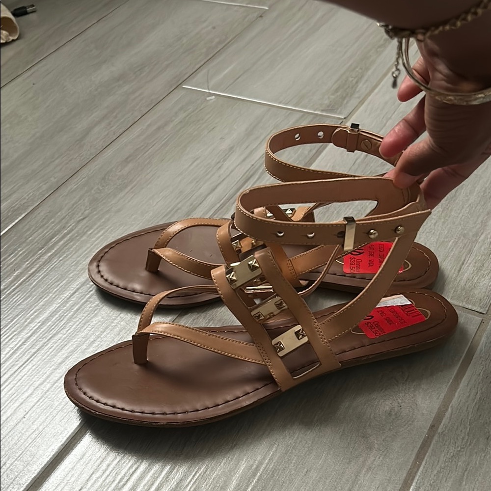 NEW Brown/Tan/Gold Strappy Sandals